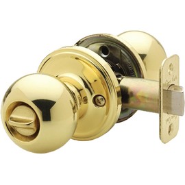 Door Knob, Indoor Grip Ball (Ball Shape, Keyed, Polished Brass)