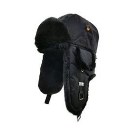 Alkaidstar Unisex Aviator Hat Rib Bomber Aviator Pilot Hat Faux Fur Hat Winter Russian Hat Men's Bomber Hat Adult Winter Hat Earmuffs, black