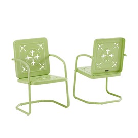 Crosley Furniture Azalea 2-Piece Outdoor Chair Set, Vintage Retro Metal Patio Chairs for Dining, Porch, Deck, Key Lime Gloss