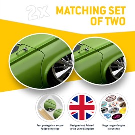Vinyl Stickers (Set of 2) 7.5cm - Green American Hot Rod Car #16542