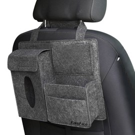 FakeFace Felt Car Seat Back Seat Back Protector Utensil Pockets Car Seat Back Storage Bag Organiser Storage (Dark Grey)