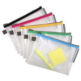 Exacompta 34140E Pack of 10 EVA Sleeves with Zip Made of Flexible Plastic DIN A5 Assorted Colours Ideal for Office Supplies and Accessories Pencil Case Document Mat Case