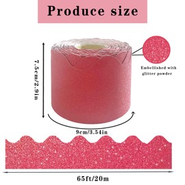65Feet Bulletin Board Borders, Shine Scalloped Borders Bulletin Board Border Decorative,Trim Poster Borders Classroom Decoration for School, Classroom Decoration Strips (Red)…