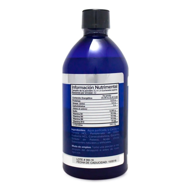 Strom L-carnitina Líquida 480 Ml Con Complejo B 32 Porciones