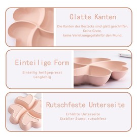 Urganvem Pack of 4 Snack Plates with 4 Compartments, Heart-Shaped Snack Plates with 4 Fruit Forks, Reusable with Dividers, Snack Plates, Snack Bowl with Compartments for Home Party, 4 Colours