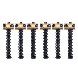 Banworks 10.8mm (27/64") Bridge Saddles Small Barrel Brass Saddles Round Bridge Saddles for Telecaster Tele TL Electric Guitars 54mm (2-1/8") String Spacing Pack of 6 JT/QM-06 Black Screws