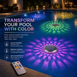 Solar Floating Pool Light for Night Decor – Remote Control Color-Changing LED Lamp for Pools, Hot Tubs & Parties