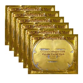 Mascarillas Faciales De Cristal De Colágeno En Gel Oro 24K (Paquete De 6), Anti-Envejecimiento, Inflamación, Reducción De Arrugas, Hidratación,