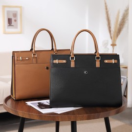 CLUCI Briefcase for Women Leather Laptop 15.6 Inch Business Ladies Work Computer Tote Bags Black
