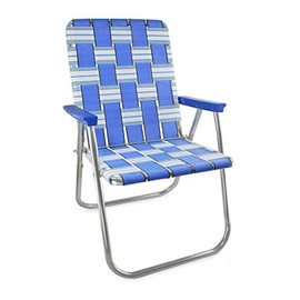 Lawn Chair USA | Folding Aluminum Webbed Chair for Camping, Sports, and Beach | Classic - Blue Sands with Blue Arms