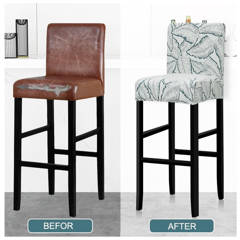 Lellen Bar Stool Chair Covers Set of 4，Jacquard Bar Stool