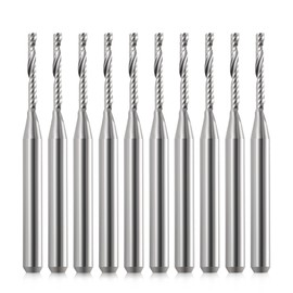 1/8 Shank CNC Router Bits 1 Flute End Mill Single Flute Spiral Router Bit Up Cut Milling Cutter with 1/16 Inch Cutting Diameter for Acrylic Plastic MDF (10)