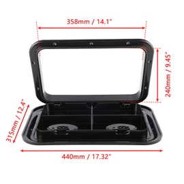 YaeMarine 17-1/4"x12-3/8'' Marine Boat Deck Access Hatch & Lid, Black (440mm x 315mm)