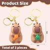 LunarCharm 2 Piece Capybara Keyring, Capybara Animal Figurine, Fun Keyring