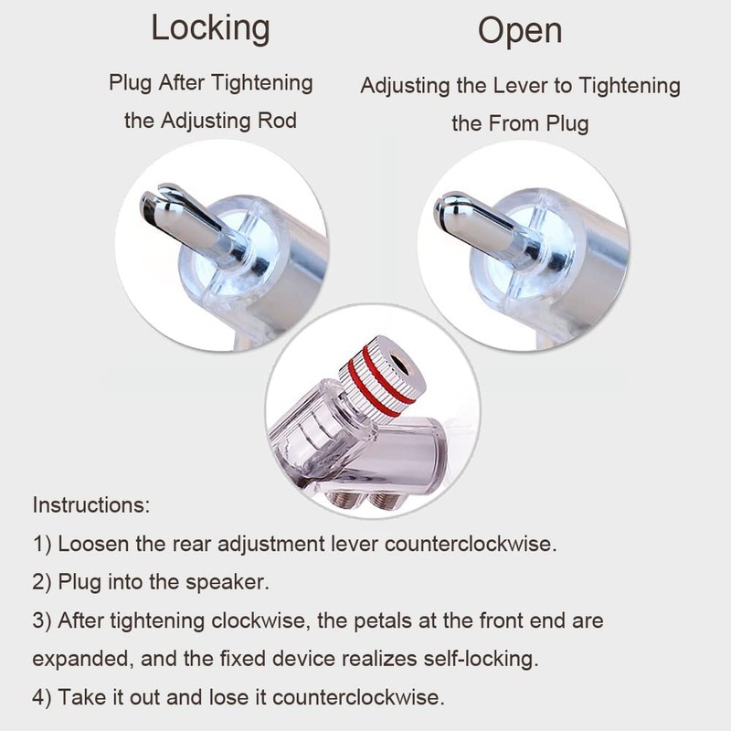 Viborg Hi-End Rhodium Plated Lock Speaker Cable Banana Plug Connectors,