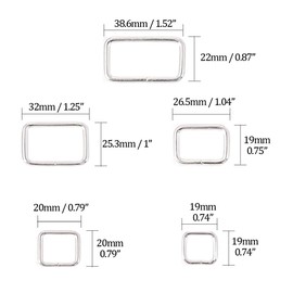 Swpeet 100 Pcs Assorted Metal Rectangle Ring, Webbing Belts Buckle for for Belt Bags DIY Accessories - 13mm / 15mm / 20mm / 25mm / 35mm