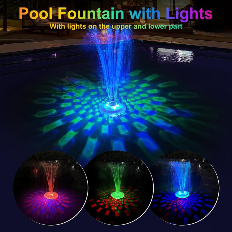 LanAqua Floating Pool Fountain with Underwater Light Show,Pool Water Fountains