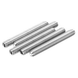 sourcing map 5Pcs Hex Socket Grub Screw, 1/4-20x2" 304 Stainless Steel Head Socket Set Screws Flat Point Grub Bolt for Door Handles, Light Fixture Repair