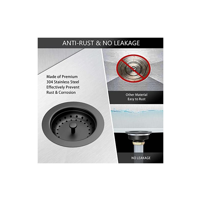 Black Sink Drain 3-1/2 Inch Matte Black Kitchen Sink Drain