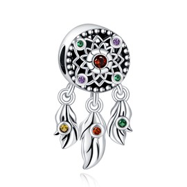 YUMINN Dream Catcher Series Charms for 925 Sterling Silver for Women Bracelets & Necklaces Dangle Pendant for Christmas Valentine's Day Mother's Day Jewellery Gifts for Women, Sterling Silver, Cubic