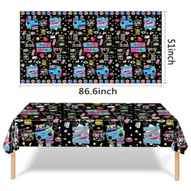 SINGOMON 90s Party Decorations 2PCS Back to 90s Party Tablecloth 90s Retro Party Table Cloths 90s Party Backdrop Plastic Table Covers for Hip Hop Party, Disco Party, 1990s Birthday Decorations
