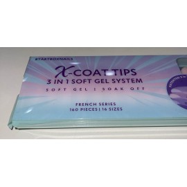 X-Coat Tips 3 In 1 Soft Gel System Soak Off French Series Coffin 31 160 PCs