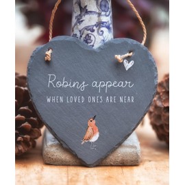 Image Industry Robins Appear When Loved Ones Appear Slate Heart - Hanging Slate - Memorial Gift - Robin Lovers