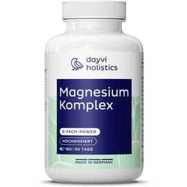 Dayvi Holistics® Magnesium Komplex hochdosiert 180 Stück [5-FACH-POWER] - Magnesium Kapseln 400mg je Tagesdosis - Magnesiumbisglycinat