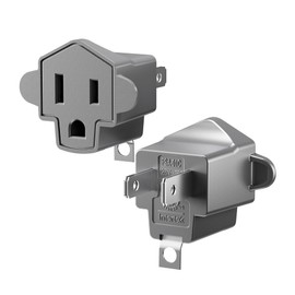 2 Prong to 3 Prong Outlet Adapter, ETL Listed 3-2 Prong Adapter, Fire-Retardant (392℉) PBT Material, SUPERDANNY Heavy Duty Wall Plug Adapter for Old Homes, Travel to Japan, Gray, 2-Pack