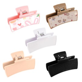 Framendino, 5 Pack Sublimation Hair Claw Clip Blanks Non Slip Clips for DIY Rectangle Colors