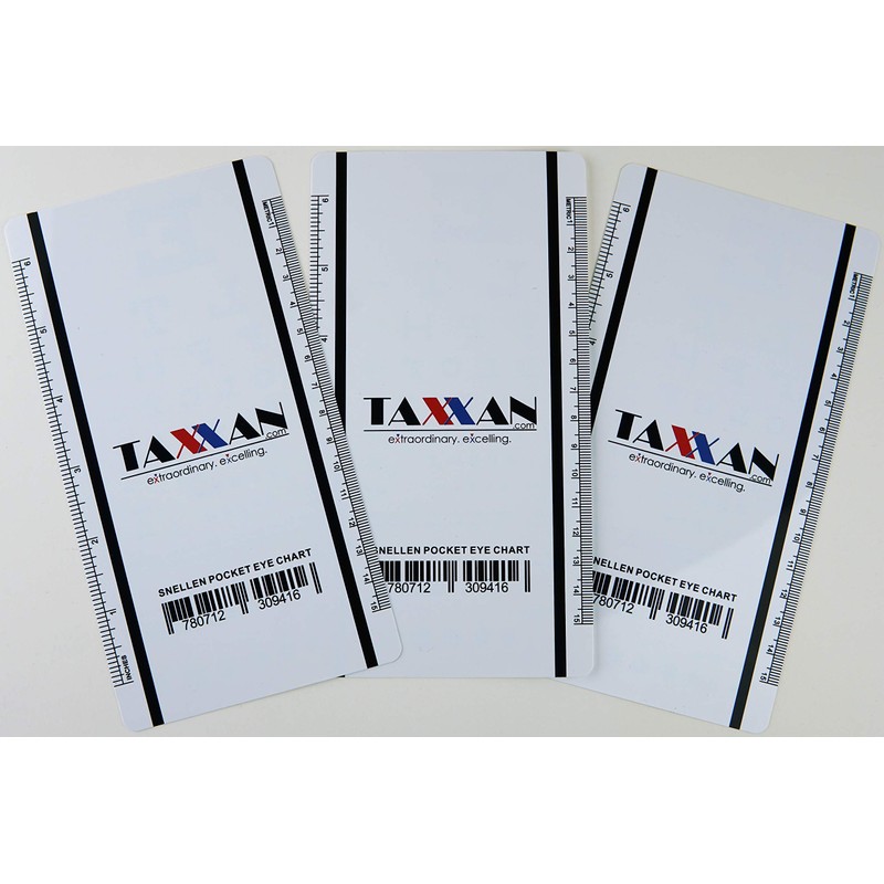 TAXXAN (3) Snellen Pocket Eye Chart in one Pack