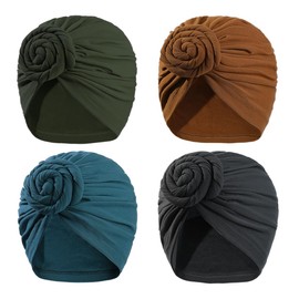 Stretch Turban Hats for Women - African Knot Headwraps Soft Pre Tied Bonnet Hair wrap Pretied for Black Women