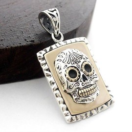 COSUMOSU Mexican Skull Sugar 925 sterling silver Pendant charm for Necklace