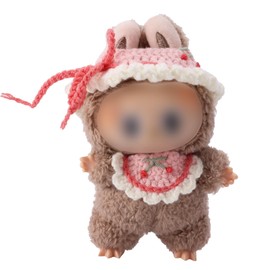 Doll Accessories Set, Stylish Handcrafted Crochet Cherry Hat & Adorable Bib Practical Accessories Set Suitable for Doll Outfit Clothes Dressing and Displaying