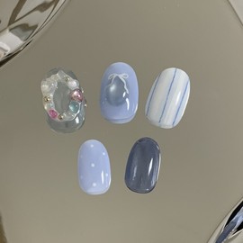[Handmade Nail Tips] Mermaid Pearl Nail Tips - Almond / [수제네일팁] 인어 진주 네일팁 - 아몬드