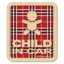 [Magnet] Check Pattern CHILD IN CAR Child Car Magnet Sticker Children Ride In Car (CHILD/Red)