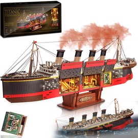 Titanic Model 3D Wooden Puzzles for Adults, Titanic Model Kit Set, Titanic Toys for Adults Teens with LED Light, Dance Hall, Lounge, Home Decor, Birthday, Christmas