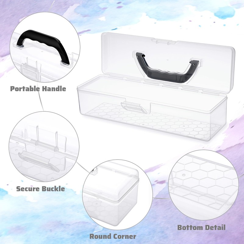 BTSKY 3 Pack Clear Plastic Painting Brush Container with Black
