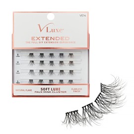 VLuxe Soft Luxe Faux Mink Lash Cluster, 12-16mm Seamless DIY Lash Extensions, Volume & Wispy Fans, Luxurious Soft Fibers, Ultra Comfort False Eyelashes with Lightweight Thin Band for Natural Blending