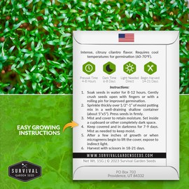 Cilantro Microgreen Seeds for Planting – Non-GMO Heirloom Cilantro Seeds to Grow Fresh, Flavorful Microgreens – Indoors or Hydroponic – Fast Germination – Survival Garden Seeds (1 Pack)