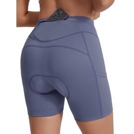 BERGRISAR Pantaloni da ciclismo da donna, imbottiti, traspiranti, elastici, con 3 tasche, Nebbia , L