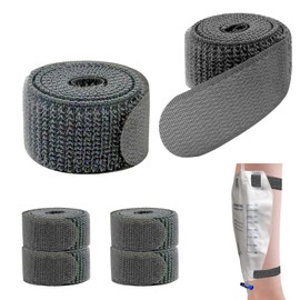 4 Packs Leg Bag Straps(Gray), Urine Drainage Bag Strap Catheter Leg Bag Straps with Soft Elastic Fabric Comfortable Silicone Grips for Men Women Urine Tube Fix Device Supplies