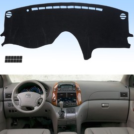 AUQDD Dashboard Cover Mat Fit for 2004 2005 2006 2007 2008 2009 2010 to-yota Sienna, Black Flannel Dash Mat, Anti-Glare, Anti-Reflection, No Peculiar Smell