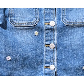 Cat & Jack Toddler Girls' 4T Embroidered Daisy Accents Snap Front Denim Jacket