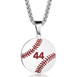 Rehoboth Baseball Jersey Number 44 Cross Pendant Necklace for Women Men 24 Inch Stainless Steel Chain