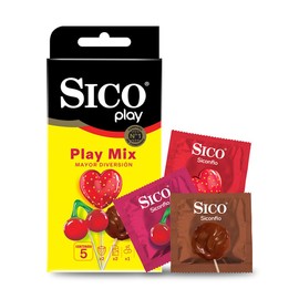 Sico Play Mix, Condón de látex texturizado y de sabores mixtos 5 pzas                                                                                 