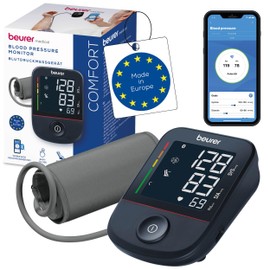 Beurer BM 48 Misuratore di pressione da braccio, funzionamento semplice con un pulsante, misurazione delicata e veloce, rilevamento aritmia, polsino 22-42 cm, con app, trasferimento dati Apple Health