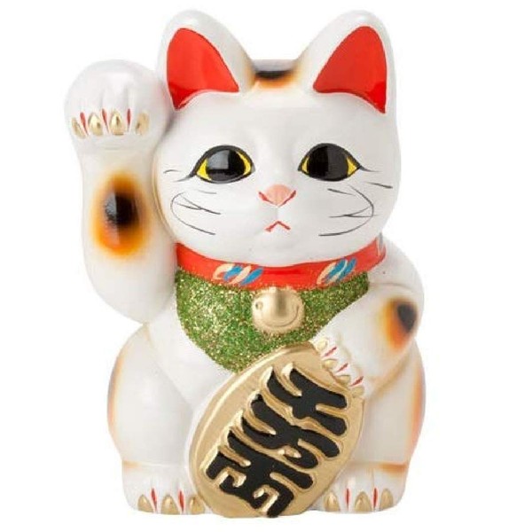 Made in Japan Lucky Cat 7.5'' Tokoname Porcelain White Maneki Neko Right Hand