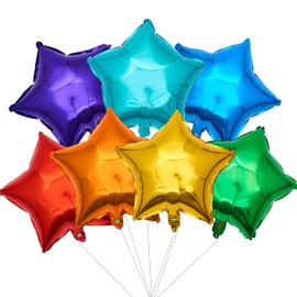 18 Inch Star Foil Balloons, 50pcs Multi Mylar Helium Balloons Rainbow Balloons for Party Decoration