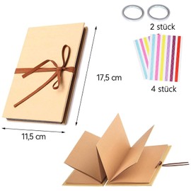 ERBO Pack of 2 DIY Photo Albums (17.5 x 11.5 cm), Small Photo Albums, DIY Scrapbook Photo Book, Can Be Used as a Graduation Gift, Birthday Gift, Wedding Anniversary Gift (Light Brown + Black)